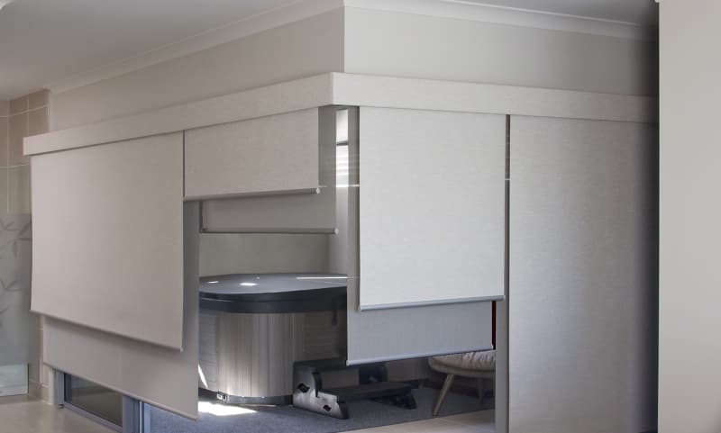 Butting Blinds Under One Pelmet