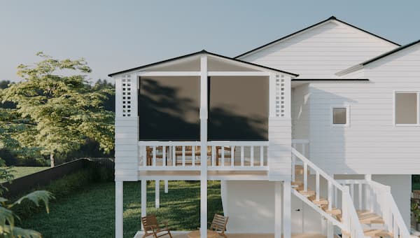crank operated awning on classic home