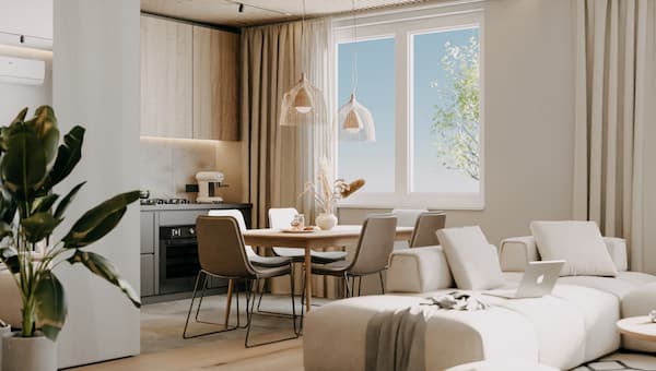 double curtains in kitchen