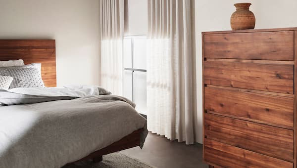 sheer curtain in bedroom