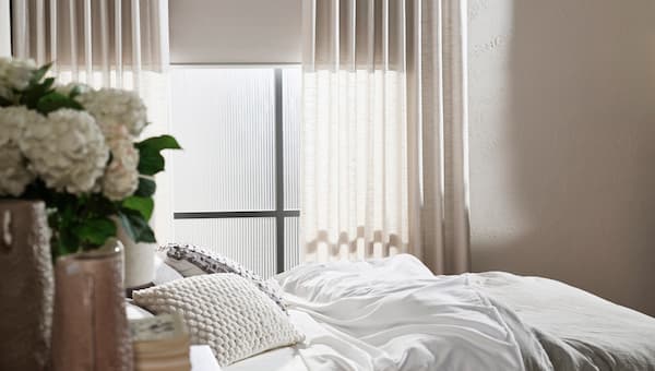 curtain and roller blind layered window furnishing