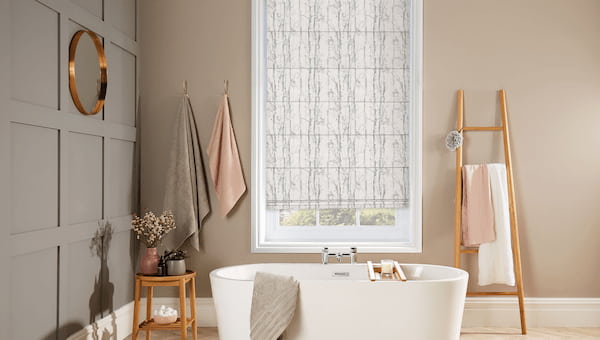 pattern roman blind in bathroom