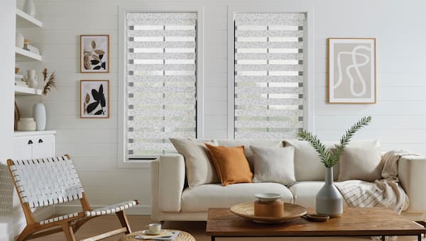 sheer vision blinds in coastal home interior